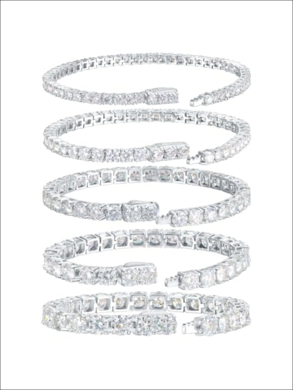 Moissanite Tennis Bracelet 18K White Gold Plated S925 Silver 6.5-8.5 Inch
